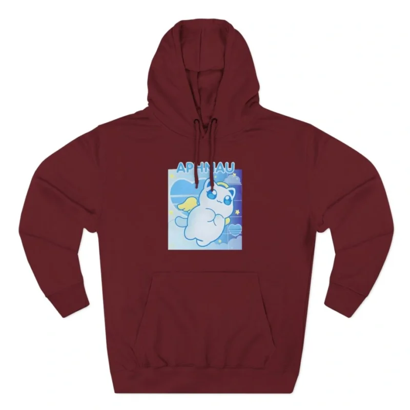 Aphmau Angel Cat Three-Panel Fleece Hoodie Burgundy