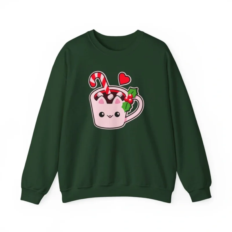 Aphmau Cocoa Holiday Unisex Heavy Crewneck Sweatshirt Forest Green