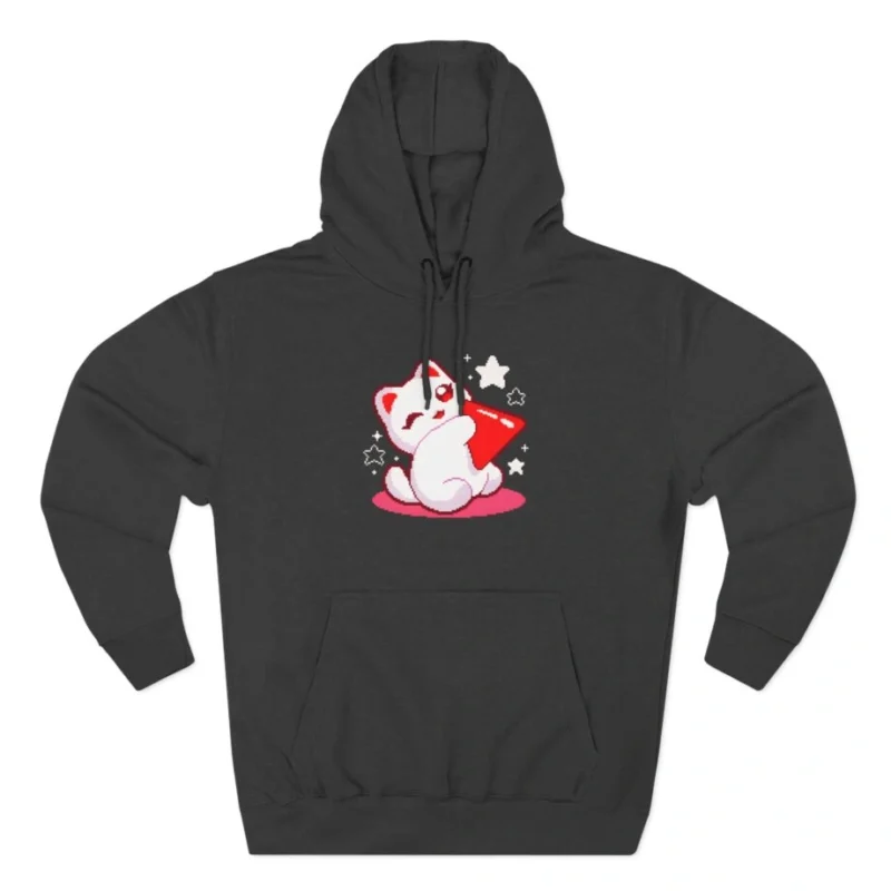 Aphmau Creator Cat Three-Panel Fleece Hoodie Charcoal Heather