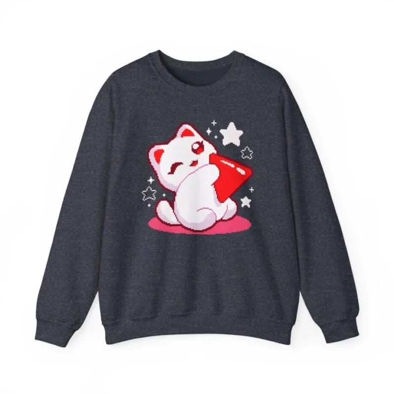 Aphmau Creator Cat Unisex Heavy Blend Crewneck Sweatshirt Heather Sport Dark Navy