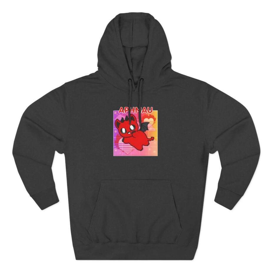 Aphmau Demon Cat Three-Panel Fleece Hoodie Aphmau Demon Cat Three-Panel Fleece Hoodie Charcoal Heather