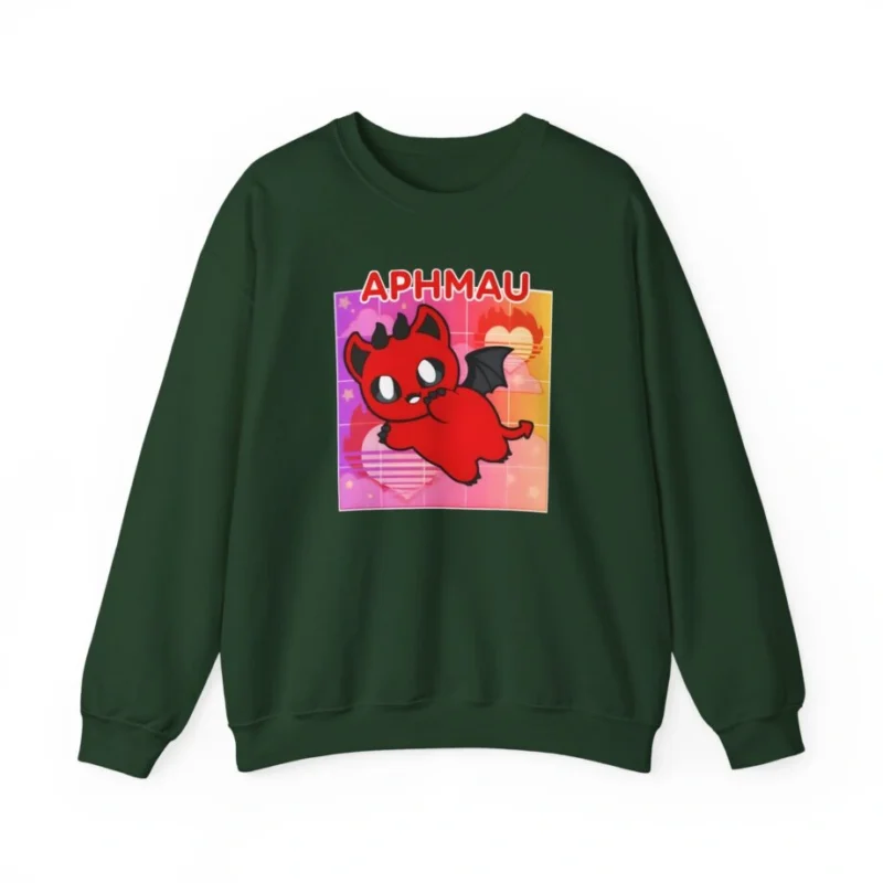 Aphmau Demon Cat Unisex Heavy Blend Crewneck Sweatshirt Forest Green