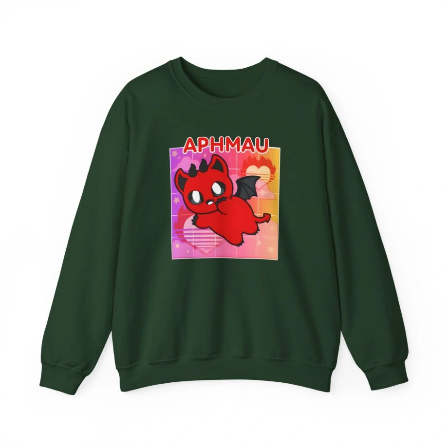 Aphmau Demon Cat Unisex Heavy Blend Crewneck Sweatshirt Aphmau Demon Cat Unisex Heavy Blend Crewneck Sweatshirt Forest Green