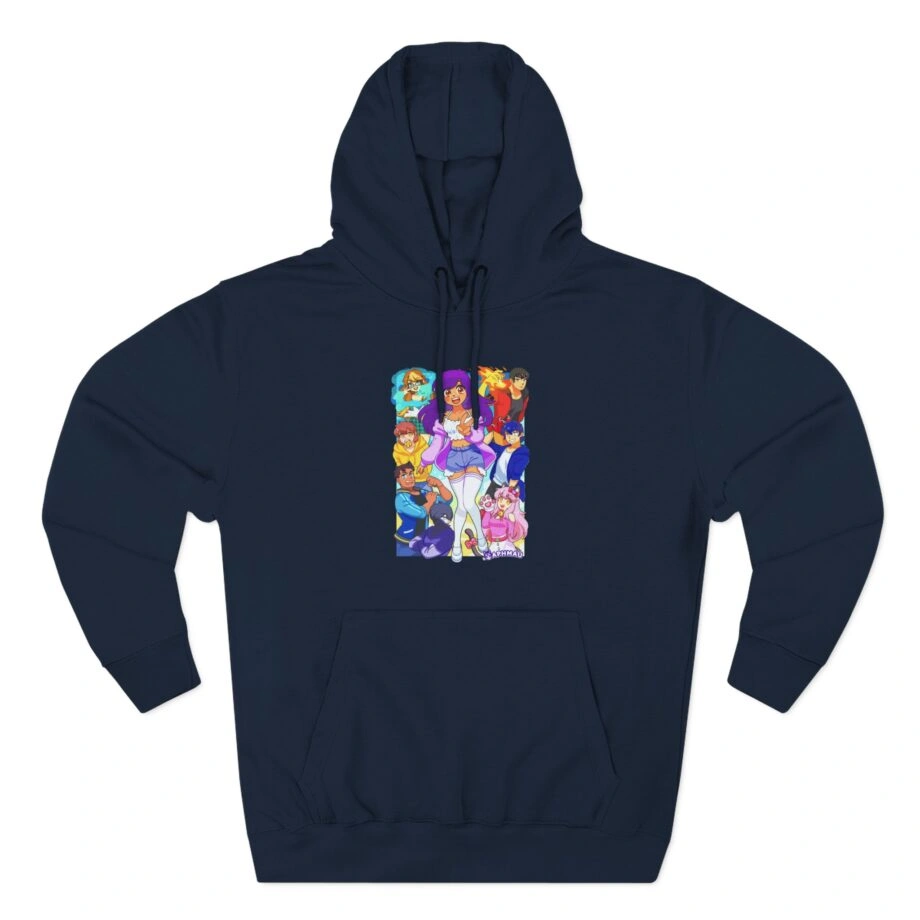 Aphmau & Friends Three-Panel Fleece Hoodie Aphmau & Friends Three-Panel Fleece Hoodie Navy