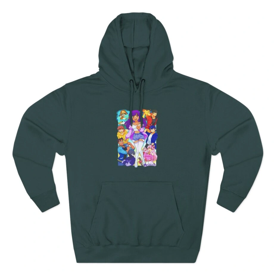 Aphmau & Friends Three-Panel Fleece Hoodie Aphmau & Friends Three-Panel Fleece Hoodie Sports Green