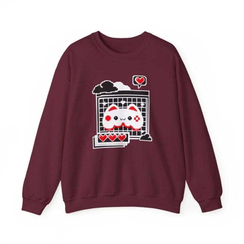 Aphmau Gamer Cat Unisex Heavy Blend Crewneck Sweatshirt Maroon