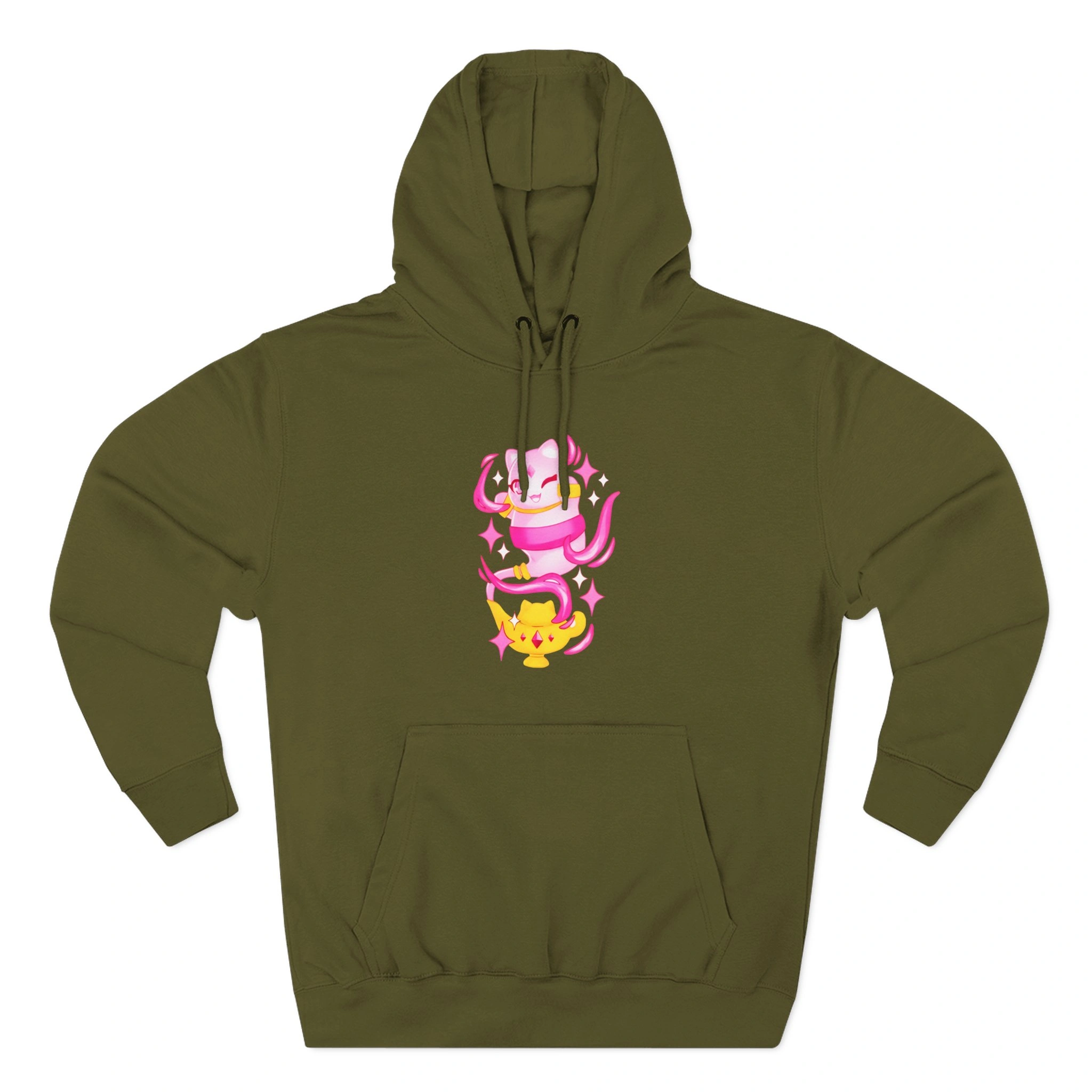 Aphmau Genie Cat Three-Panel Fleece Hoodie Aphmau Genie Cat Three-Panel Fleece Hoodie Army Green