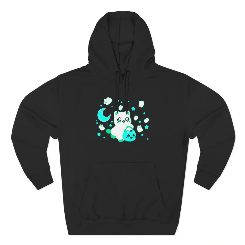 Aphmau Ghost Cat Three-Panel Fleece Hoodie Black