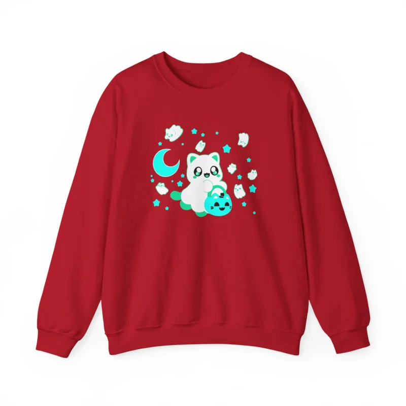 Aphmau Ghost Cat Unisex Heavy Blend Crewneck Sweatshirt Cherry Red