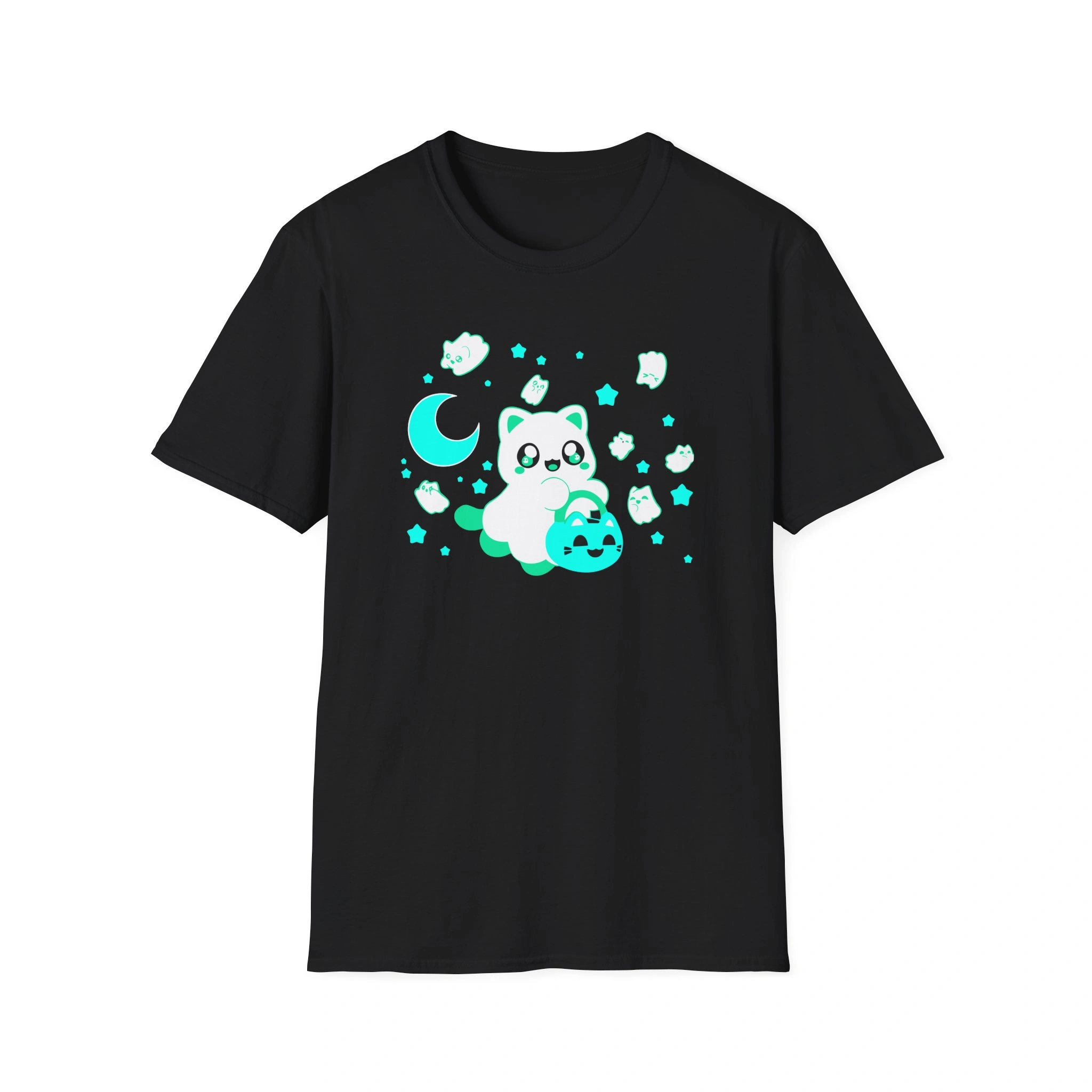 Aphmau Ghost Cat Unisex Softstyle Blend T-Shirt Aphmau Ghost Cat Unisex Softstyle T-Shirt Black
