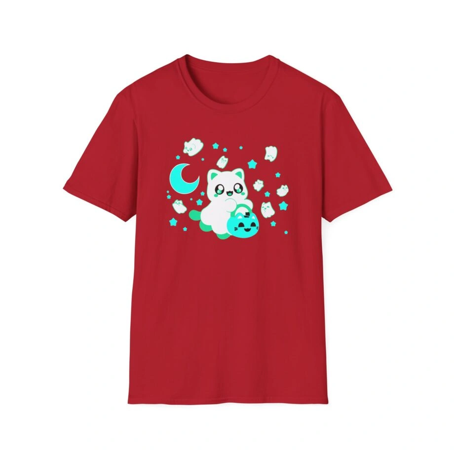 Aphmau Ghost Cat Unisex Softstyle Blend T-Shirt Aphmau Ghost Cat Unisex Softstyle T-Shirt Cherry Red