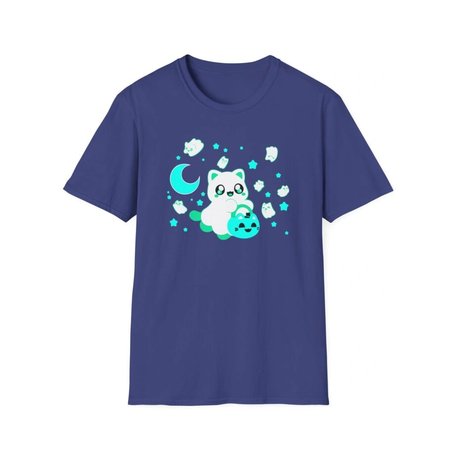 Aphmau Ghost Cat Unisex Softstyle Blend T-Shirt Aphmau Ghost Cat Unisex Softstyle T-Shirt Metro Blue