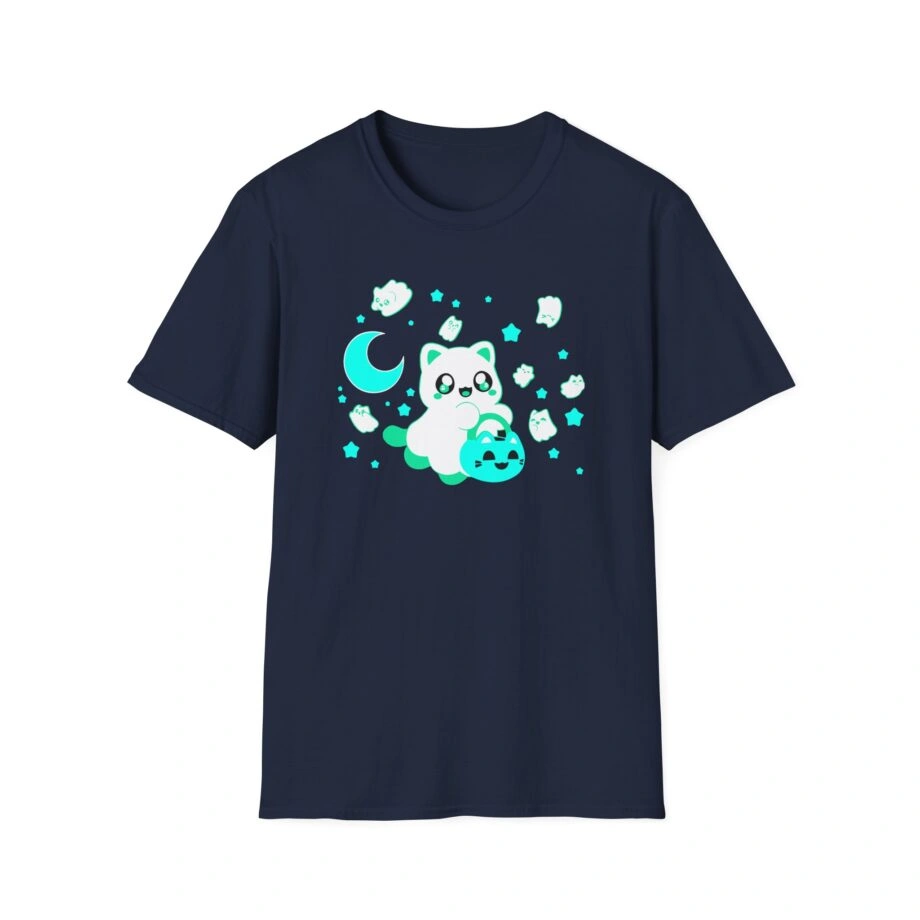 Aphmau Ghost Cat Unisex Softstyle Blend T-Shirt Aphmau Ghost Cat Unisex Softstyle T-Shirt Navy