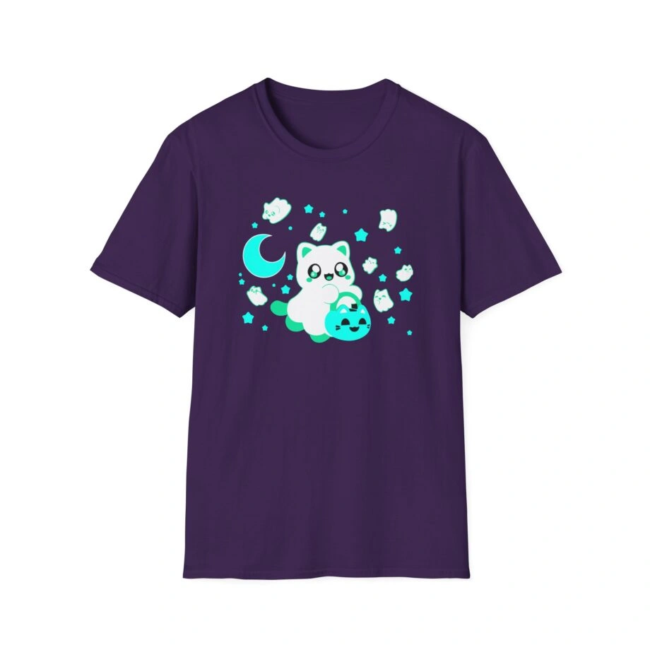 Aphmau Ghost Cat Unisex Softstyle Blend T-Shirt Aphmau Ghost Cat Unisex Softstyle T-Shirt Purple