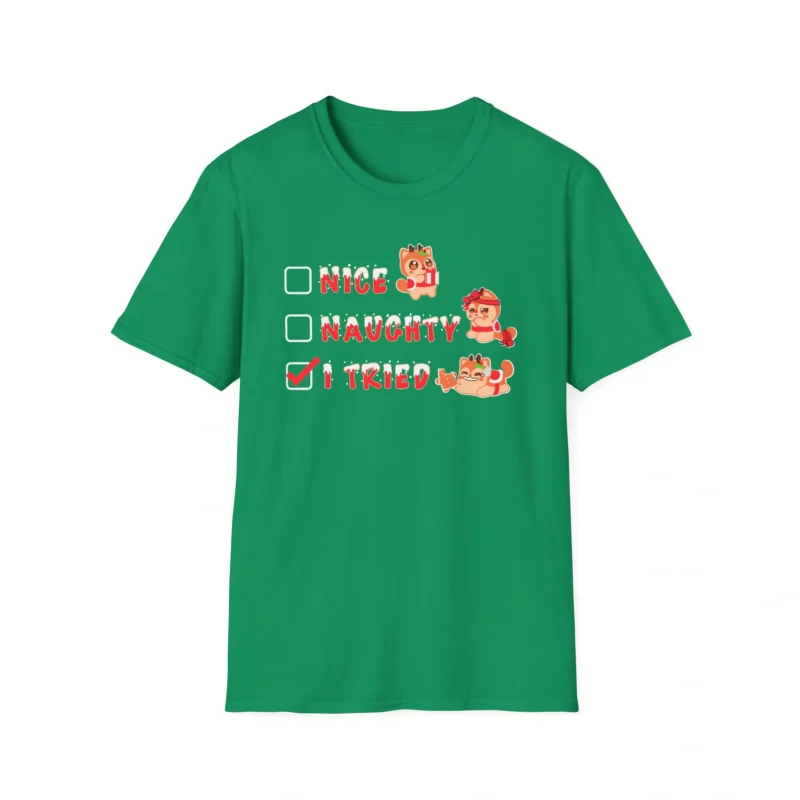 Aphmau Naughty Nice Holiday Unisex Softstyle T-Shirt Kelly Green