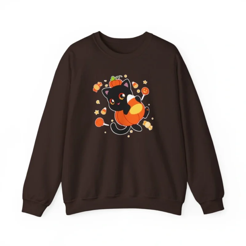 Aphmau Pumpkin Cat Unisex Heavy Blend Crewneck Sweatshirt Dark Chocolate