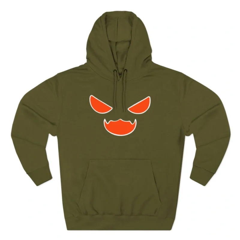 Aphmau Pumpkin Graphic Cat Three-Panel Fleece Hoodie Army Green