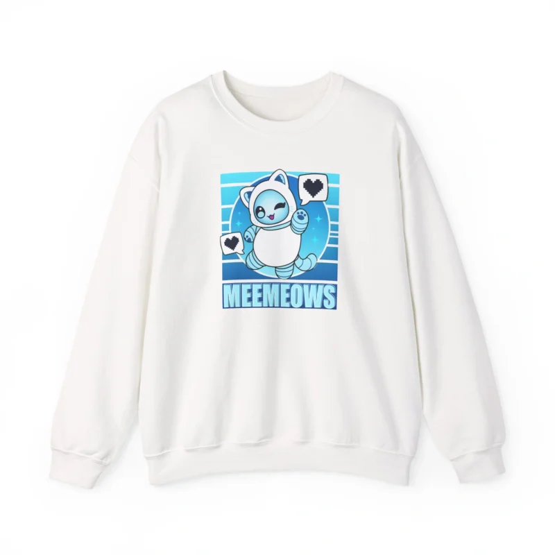 Aphmau Robot Cat Unisex Heavy Blend Crewneck Sweatshirt White