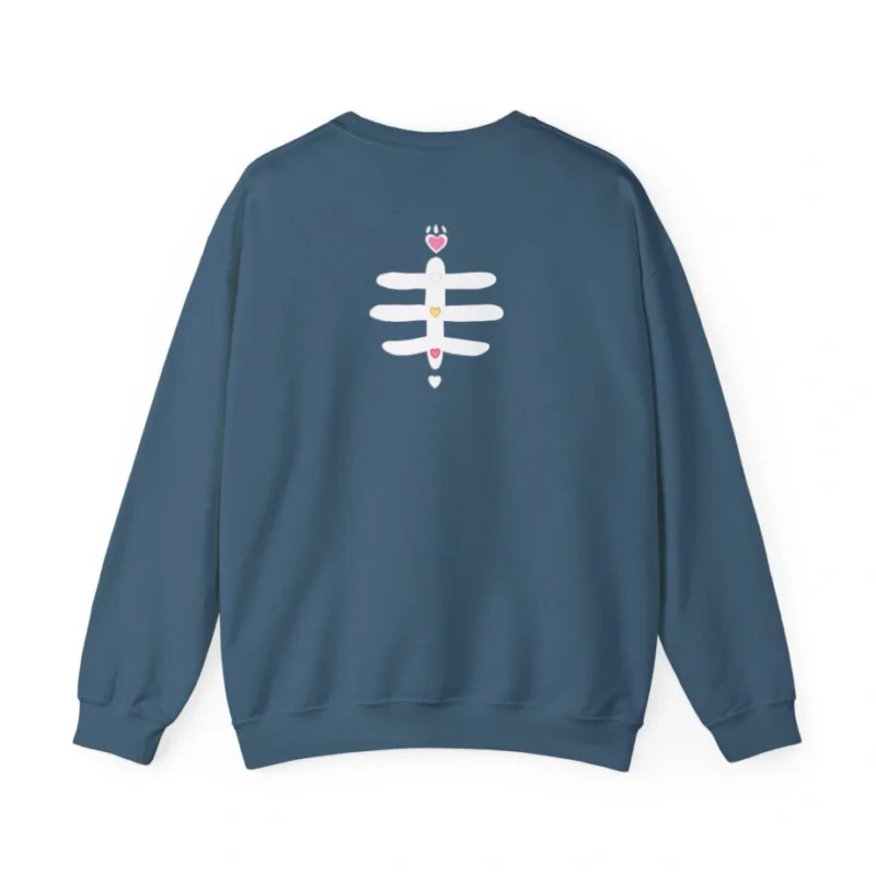 Aphmau Sugar Skull Cat Unisex Heavy Blend Crewneck Sweatshirt Indigo Blue Back Side