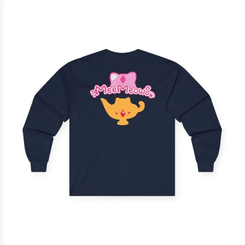 Aphmau Gamer Cat Unisex Ultra Cotton Long Sleeve Tee Navy Back Side