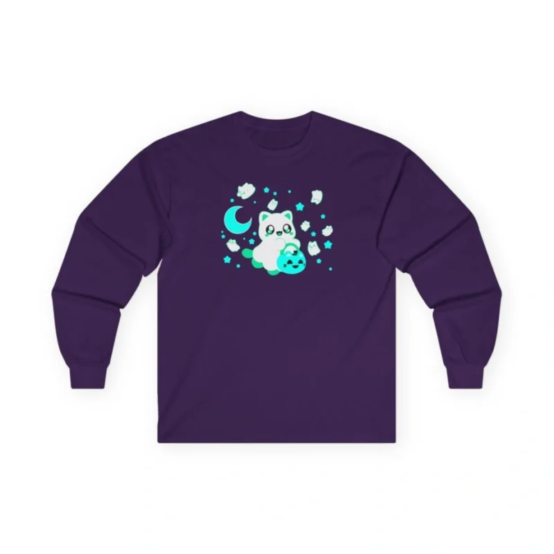 Aphmau Ghost Cat Unisex Ultra Cotton Long Sleeve Tee Purple