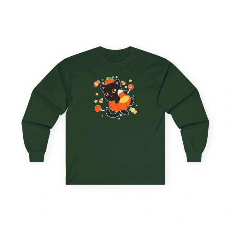 Aphmau Pumpkin Cat Unisex Ultra Cotton Long Sleeve Tee Forest Green