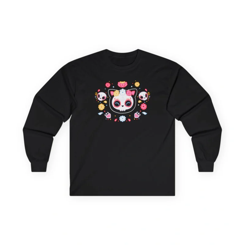 Aphmau Sugar Skull Cat Unisex Ultra Cotton Long Sleeve Tee Black